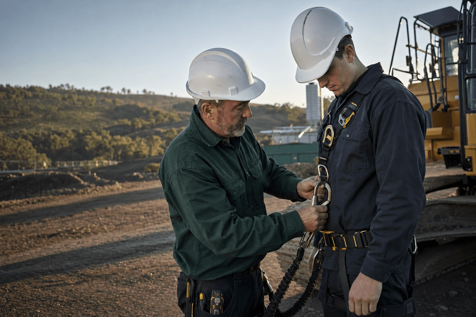 Trainer discussing practical site requirements with a worker
